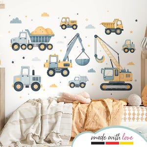 Adesivo da parete veicoli escavatore set adesivo da parete per la camera dei bambini adesivo da parete cantiere per la cameretta del bambino decorazione della parete del ragazzo DL5046