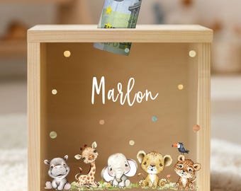 Personalized piggy bank for children, wooden piggy bank, baby piggy bank, back-to-school gift, birth gifts, baby gift YHL1032