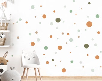 Wandsticker Punkte 120 Stück Set Wandtattoo für Kinderzimmer Wandaufkleber Babyzimmer Klebepunkte mint grün braun Dots Kreise selbstklebend