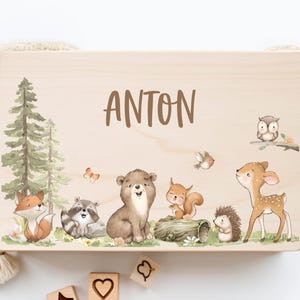 Personalized Baby Memory Box - Birth Gift, Forest Animal Memory Box, Baby Christening Gift, Wooden Box, Baby Box Wood XHL1019