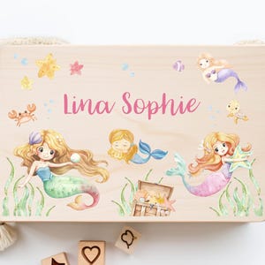 Baby girl memory box personalized, storage box mermaids, gift for birth and baptism, baby memory box XHL1046