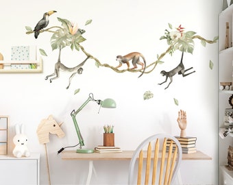 Sticker mural Jungle Wall Decal Safari Animals for Children’s Room Salon Wall Sticker Decoration Self-Adhesive DL857