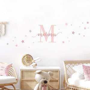 Wall decal self-adhesive girl's room star with desired name sticker children's room girl wall sticker star wall sticker letter DL749