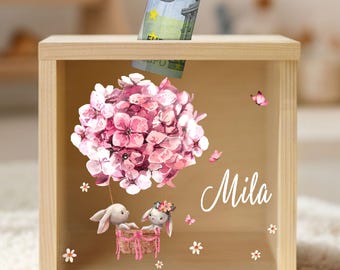 Piggy bank, children's piggy bank, wooden piggy bank, christening gift, personalized piggy bank, birth gifts, back-to-school gift YHL1001
