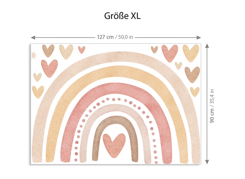 Boho regenboog muursticker aquarel voor kinderkamer muursticker voor babykamer harten muursticker slaapkamer zelfklevende decoratie DL5008 afbeelding 5