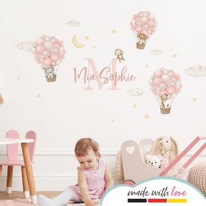 Wall sticker self-adhesive girl's room jungle animals in balloon with desired name sticker children's room wall sticker moon stars wall sticker