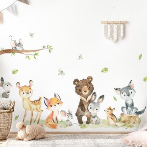 Wall sticker forest animals set wall decal for children's room bear fox rabbit wall sticker for baby room decoration self-adhesive DL917