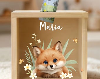 Piggy bank, children's piggy bank, wooden piggy bank, christening gift, personalized piggy bank, birth gifts, back-to-school gift YHL1023