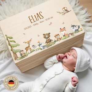Personalized memory box, baby memory box, christening gift, baby gift birth, wooden baby box, birth gift, XHL1095
