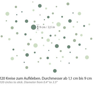 120 points ensemble autocollant mural pour chambre d'enfant cercles verts autocollants muraux points adhésifs points chambre de bébé autocollant mural décoration DL5002 image 2