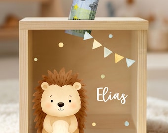 Personalized piggy bank, children's piggy bank, wooden piggy bank, back-to-school gift, piggy bank, baby, christening gift, birth gifts YHL1019