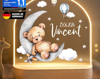 Gepersonaliseerd kindernachtlampje, kraamcadeau, babynachtlampje, LED-nachtlampje, geboortecadeau, kraamcadeau, doopcadeau YLL1061