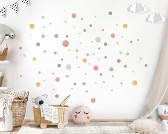 Set di 120 cerchi tatuaggio da parete cerchi adesivi murali vivaio puntini adesivi rosso menta grigio Dots baby room wall stickers DL887