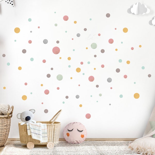Dots set of 120 wall stickers circles children's room wall stickers adhesive dots red mint gray dots baby room wall stickers DL887
