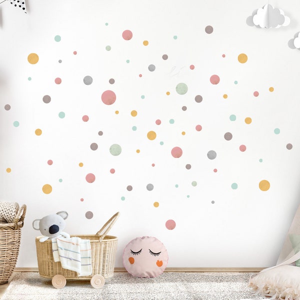 Dots lot de 120 stickers muraux cercles stickers muraux chambre d'enfant points adhésifs rouge menthe gris points stickers muraux chambre bébé DL887