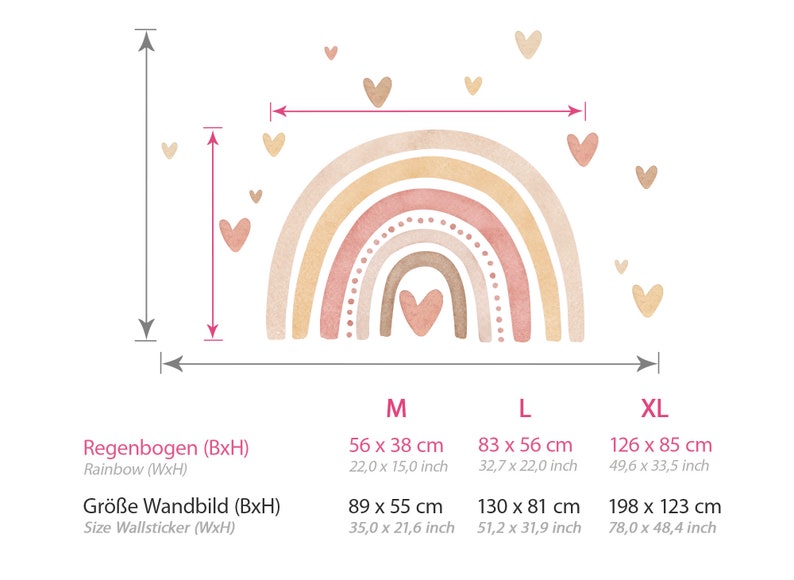 Boho regenboog muursticker aquarel voor kinderkamer muursticker voor babykamer harten muursticker slaapkamer zelfklevende decoratie DL5008 afbeelding 2