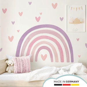 Wall sticker rainbow wall decal for children's room hearts pastel boho watercolor wall sticker for baby room self-adhesive decoration DL5090