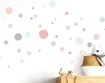 Wall sticker 86 points children's room girls circles I pink gray mint I wall sticker adhesive dots wall sticker set dots colorful self-adhesive DL385