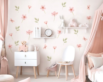 Ensemble de fleurs stickers muraux pour chambres d'enfants papillons pastel stickers muraux pour chambres de bébé boho stickers muraux décoration autocollant DL998