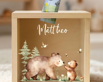 Personalized children's money box, wooden money box, money box with name, birthday gift, baby gifts, birth & christening gift YHL1040