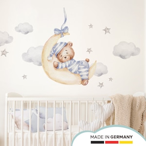 Wall sticker bear on the moon wall sticker for children's room teddy bear stars wall sticker decoration DL823