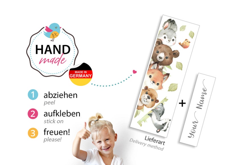 Türsticker Waldtiere Wandsticker für Kinderzimmer Wandtattoo Türaufkleber Babyzimmer Wandaufkleber selbstklebend DL880 zdjęcie 4