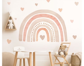 Autocollant mural arc-en-ciel avec coeurs, autocollant mural pour chambre d'enfant, grand autocollant mural pour chambre de bébé, décoration murale autocollante DL5007