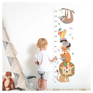Wandtattoo Wandsticker für Kinderzimmer Tiere Messlatte Wandaufkleber Kleinkind Wanddeko Spielzimmer Kinder Kindergarten selbstklebend DL351