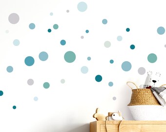 Wall sticker 86 points children's room circles boy I mint gray blue I wall sticker adhesive dots wall sticker set dots colorful self-adhesive DL376