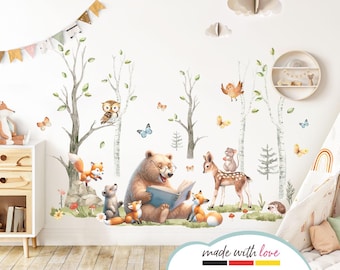 XXL Woodland Animals Set Wall Decal for Children's Room Bear Wall Sticker for Baby Room Fox Wall Decal Deer Decoration Self-Adhesive DL5067
