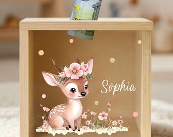 Personalized wooden money box for children, baby money box, piggy bank, baby gift, birthday gift, birth gift, christening gift YHL1006