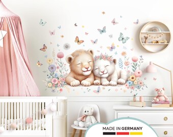 Jungle Lion Baby Set Wall Decal for Baby Room Safari Animals Wall Stickers for Children's Room Boho Wall Stickers Decoration Self-Adhesive DL5050