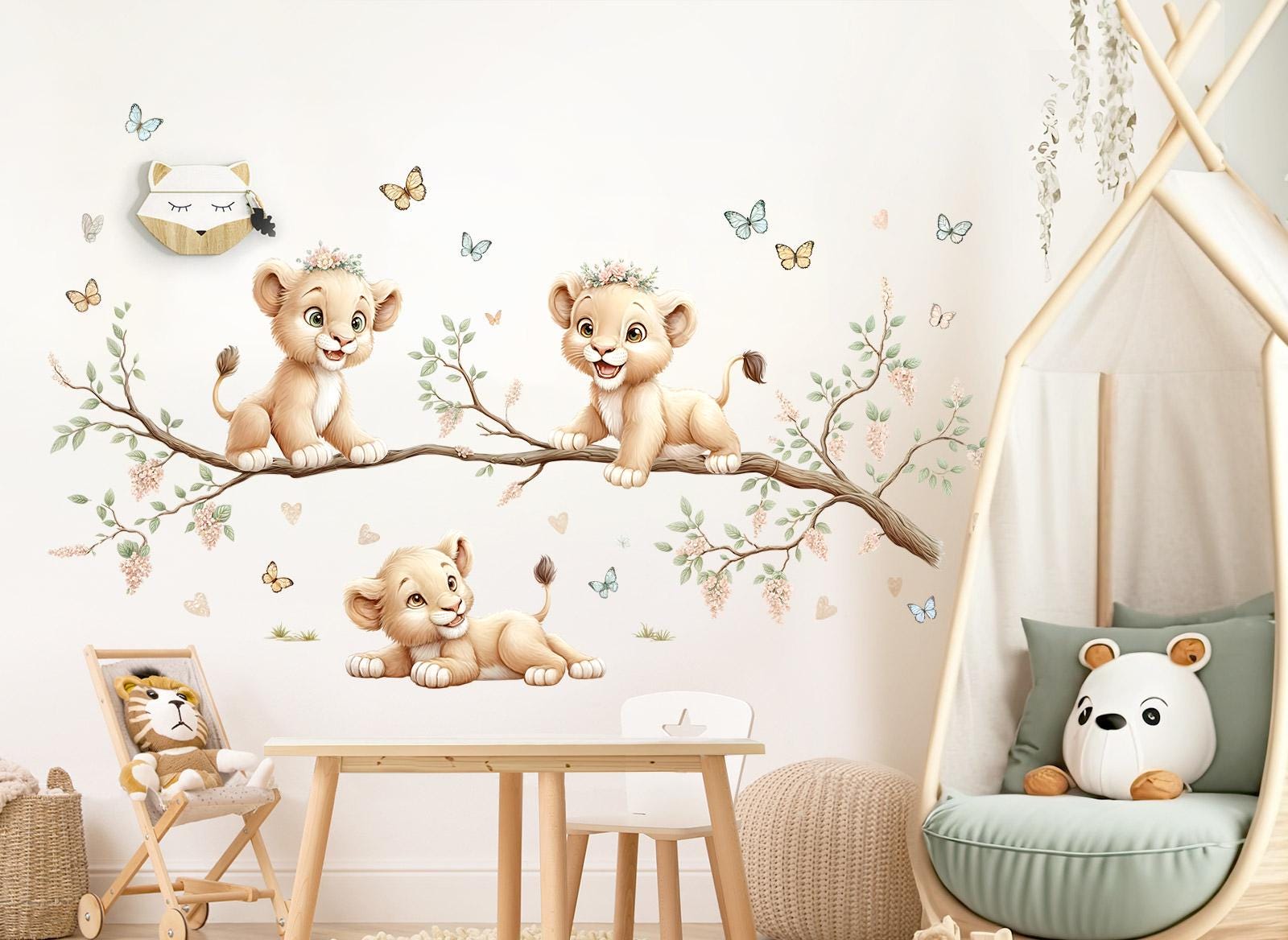 Jungle Lion Set Wall Decal for Children's Room Safari Animals Wall ...