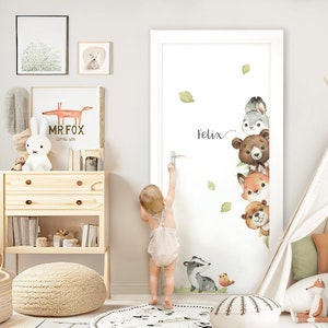 Türaufkleber für Babyzimmer Waldtiere Wandsticker für Kinderzimmer Türsticker Wandaufkleber Wandtattoo selbstklebend Wanddeko DL970