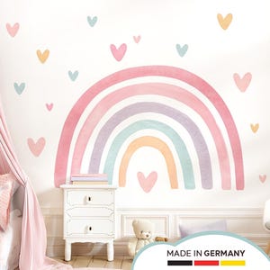 Wall sticker rainbow wall stickers for children's rooms hearts pastel boho watercolor wall stickers for baby rooms self-adhesive decoration DL5092