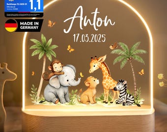 Luz de noche para bebé, regalo para bebé, luz de noche personalizada, regalo de nacimiento, regalo de bautizo, regalo de guardería, regalo de cumpleaños YLL1049