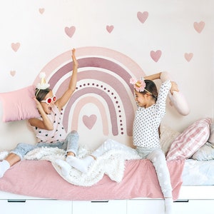 Rainbow watercolor wall sticker for children's room hearts pastel wall stickers for baby rooms wall stickers self-adhesive wall decoration DL5009