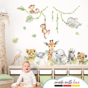 Safari Tiere Set Wandsticker für Kinderzimmer Dschungel Wandtattoo für Babyzimmer Wandaufkleber Deko selbstklebend DL916 Bild 1