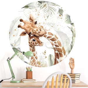 round sticker mammals giraffes wall sticker baby room girls children living room decoration wall decal children's room boy DL636