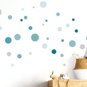 Wall sticker 86 points children's room circles boy I mint gray blue I wall sticker adhesive dots wall sticker set dots colorful self-adhesive DL376