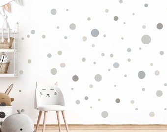 Lot de 120 autocollants muraux à pois, cercles à pois bleu gris, autocollant mural pour chambre d'enfant, chambre de bébé, autocollant mural autocollant DL901