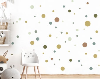 Circles wall stickers set of 120 wall stickers dots children's room baby room wall stickers adhesive dots mint green brown circles wall decoration DL895