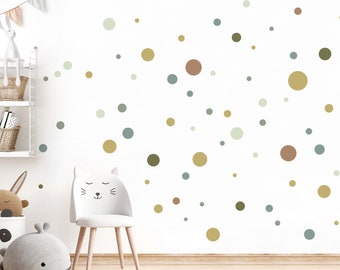 Kreise Wandsticker 120 Stück Set Wandtattoo Punkte Kinderzimmer Babyzimmer Wandaufkleber Klebepunkte mint grün braun Kreise Wanddeko DL895