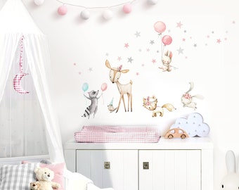 Wall sticker forest animals party balloons children's room wall sticker girls room decoration sticker wall sticker baby room sticker DL644