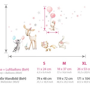 Autocollant mural animaux de la forêt ballons de fête autocollant mural pour chambre d'enfant autocollant de décoration pour chambre de fille autocollant mural autocollant pour chambre de bébé DL644 image 2