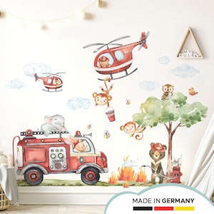 XXL Sticker Set Fire Brigade Wall Stickers for Children's Room Animals Clouds Tree Wall Decal for Baby Room Wall Sticker Self-Adhesive Decoration DL960