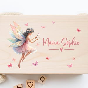 Baby memory box, personalized memory box, fairy baby gift birth, christening gift girl, wooden storage box, baby box XHL1029