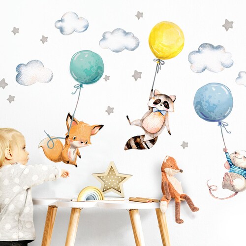 Wall Sticker Children's Room Forest Animals Animals Wall Etsy