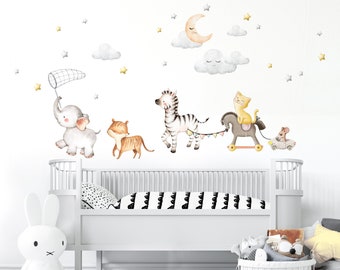 Wandtattoo Babyzimmer Katze Maus Elefant Mond Sterne Schmetterlinge Aufkleber Tiger Zebra Kinderzimmer Wandsticker Junge Mädchenzimmer DL714