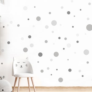 Wall sticker wall decal 172 circles set for children&#39;s room dots polka adhesive dots wall sticker for baby room dots self-adhesive gray DL973